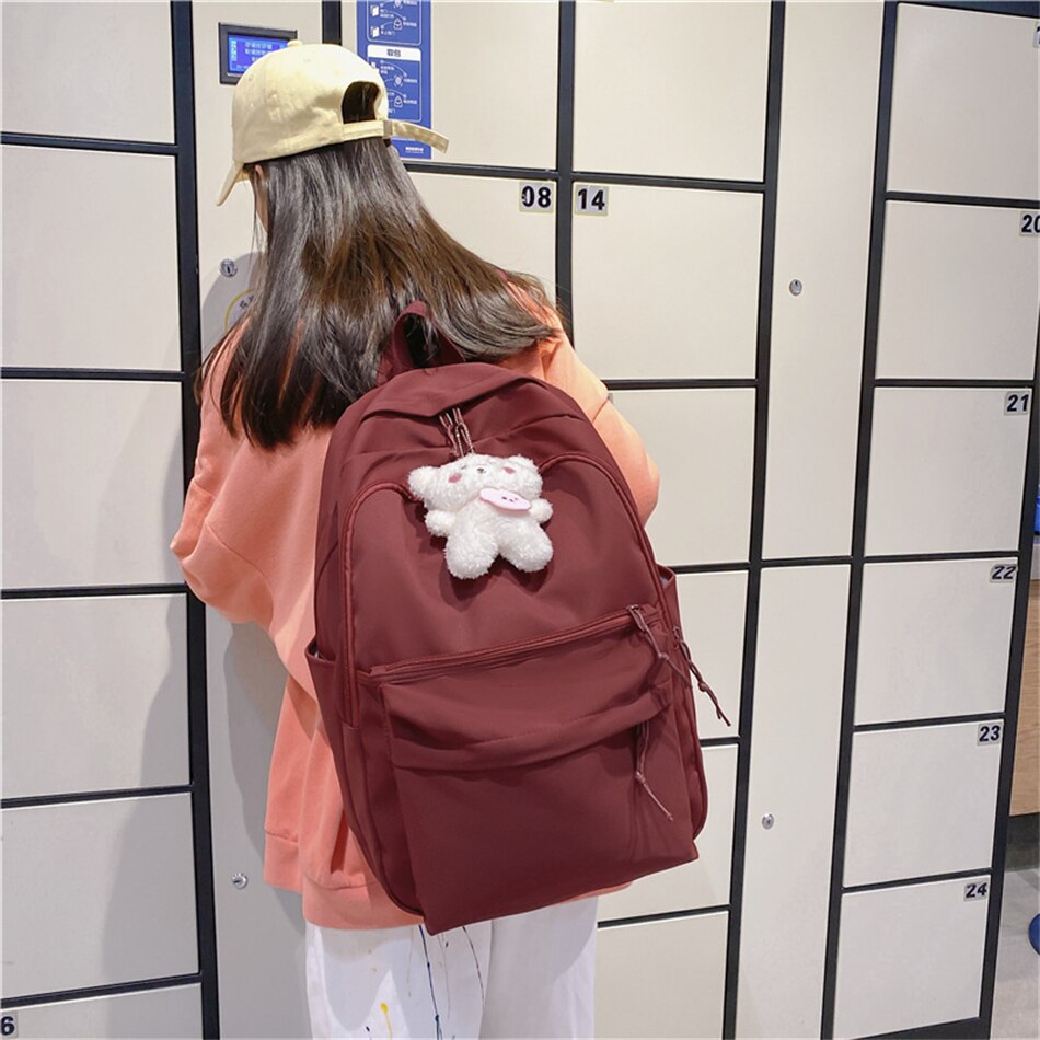 Mochila escolar para adolescentes y niñas, morral escolar de nailon suave, a la , de viaje