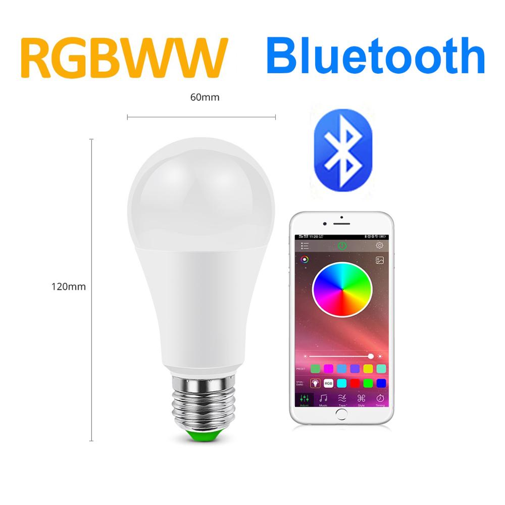 15w led lampe alexa kompatibel google home tuya smart home wifi pære lampada inteligente smart life led lys: Bluetooth rgbww
