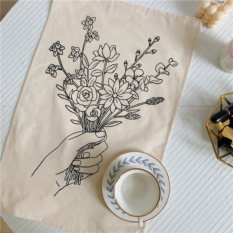 Tapiz nórdico con de flores para colgar en la pared de Ins, tela coreana para decoración de dormitorio, tapicería para dormitorio, tapicería para apartamento, bohemio D1: E