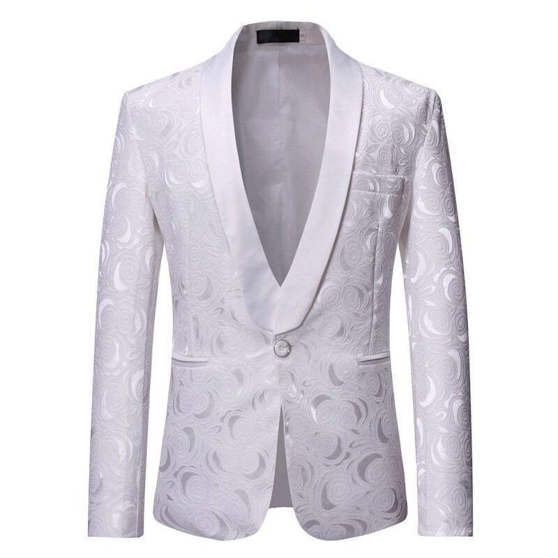 Veste en Jacquard Rose noire pour homme, tenue de costume, pour boîte de nuit, costume de fête de mariage, vêtement de chanteur de scène