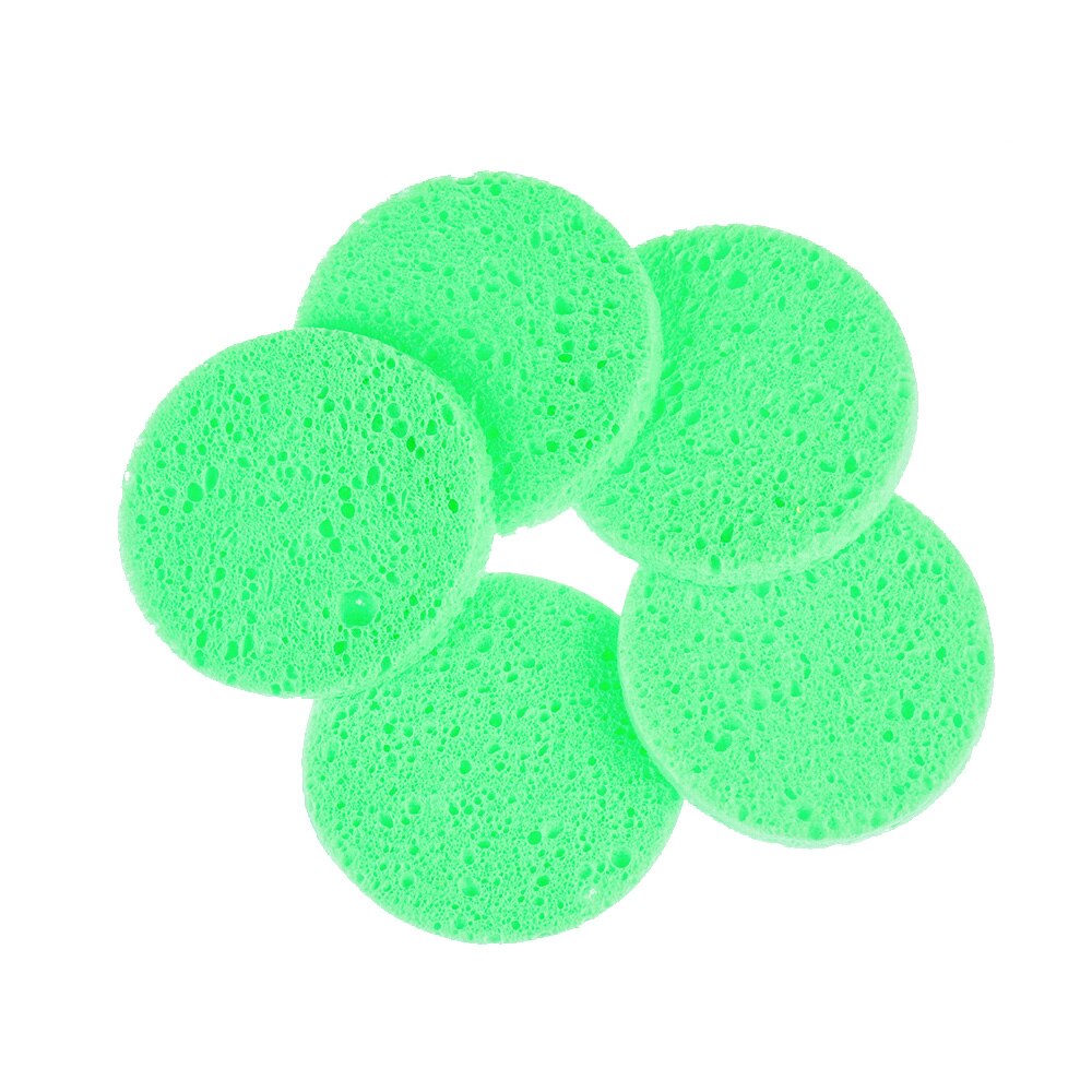 5 pièces 6/7/8/9/10cm visage rond démaquillant outils naturel pâte de bois éponge Cellulose compresse cosmétique bouffée Facial lavage Spong: green / 10cm