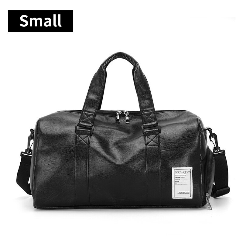 Borse da viaggio in pelle PU Unisex borsone uomo donna borsa da palestra borse sportive per allenamento borsa a tracolla per bagagli nero XA105M: Black S