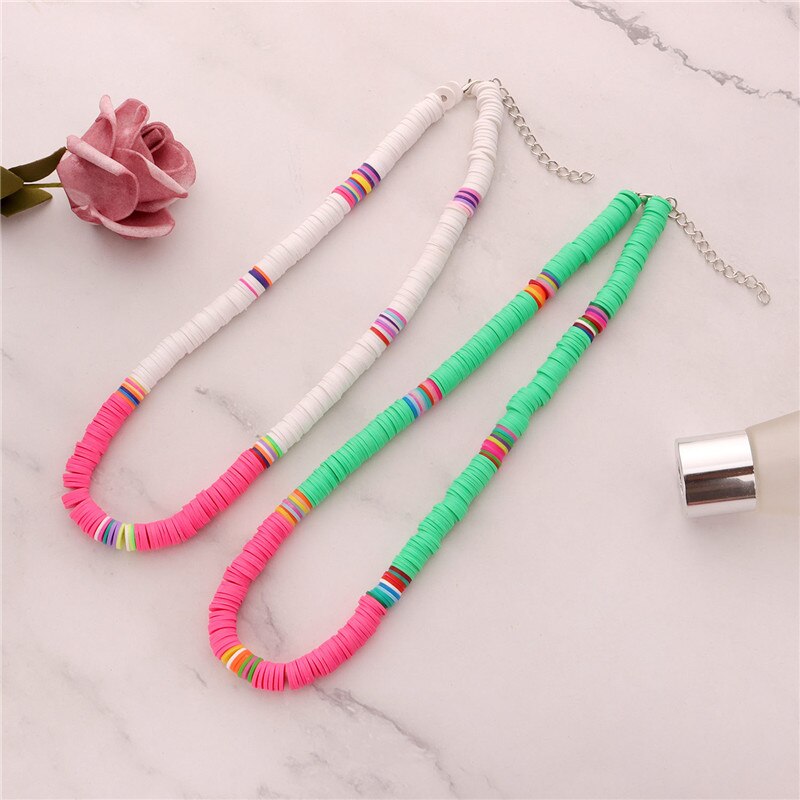 Bright Leisure style Color Soft Pottery Necklace, Women'sCcolor,Fashionable and Geometric Modeling