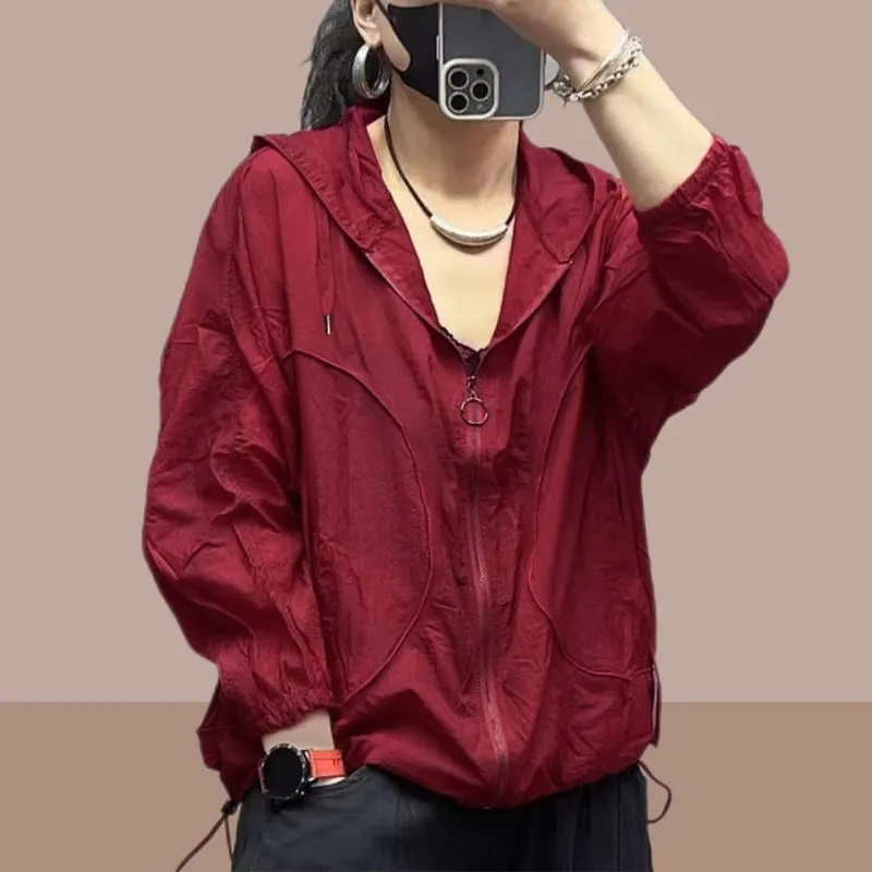 Verão nova moda feminina jaqueta praia fina protetor solar casaco de proteção uv 2023 feminino manga longa com capuz jaquetas outerwear topos
