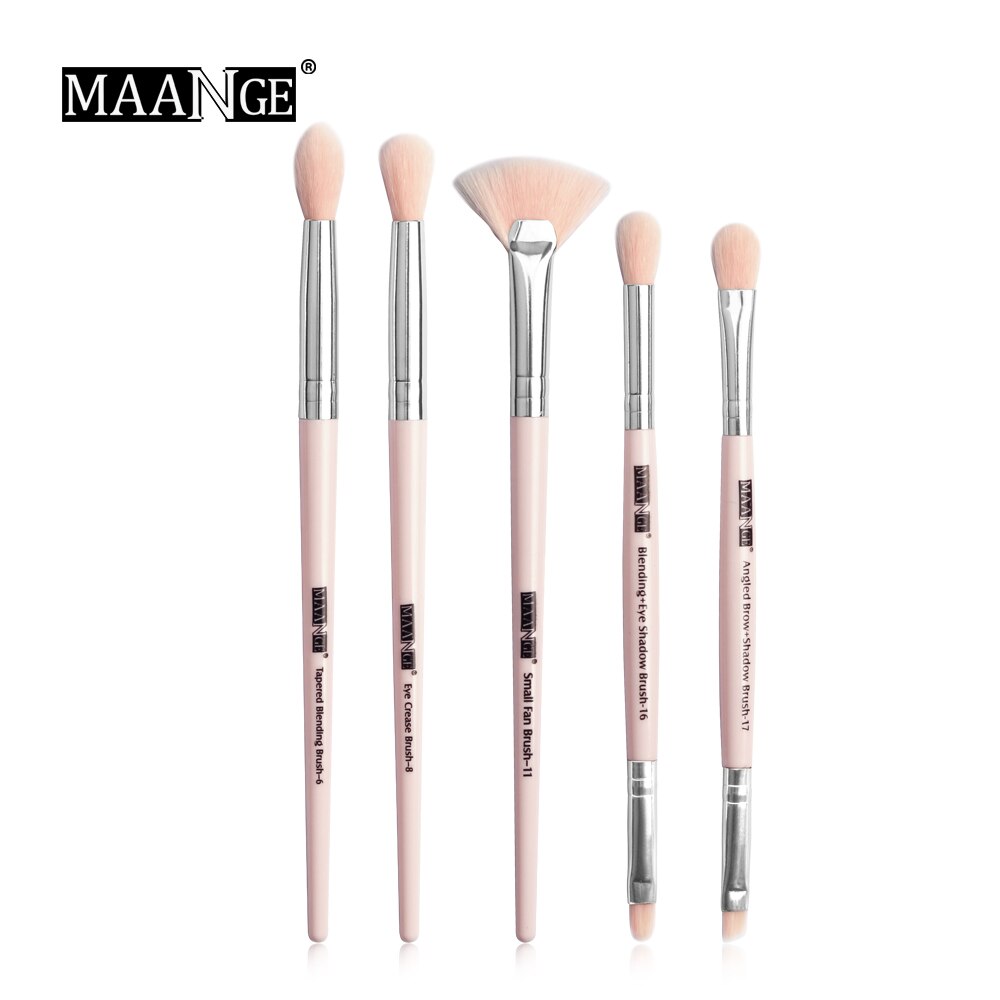 MAANGE – ensemble de pinceaux de maquillage Pro, 3/5/12 pièces, ombre à paupières, Eyeliner, brosse à sourcils, outils de mélange de beauté: 5pcs Pink