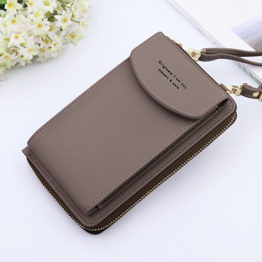 38# Women Mobile Phone Bag Buckle Shoulder Messenger Bag Large Waist Bag For Mobile Phone Universal Pouch Portable Pocket