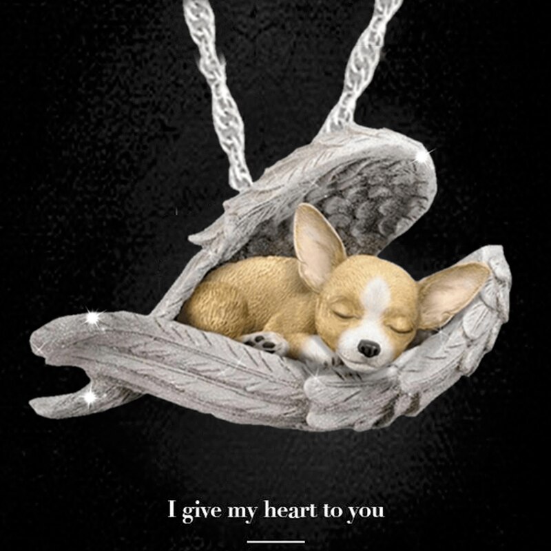 Exquisite Herz Shaped Flügel Hund Halskette Charme Herz Geformt Cartoon Hund Anhänger Halskette Accessoriesy