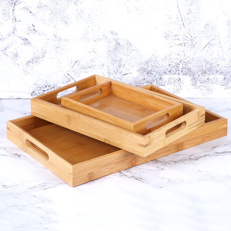 Rectangular bamboo wood tray Thee Dienblad Massief Hout Lade Trays Dienblad Kung Fu Thee Cup Lade Houten Hotel Diner Plaat