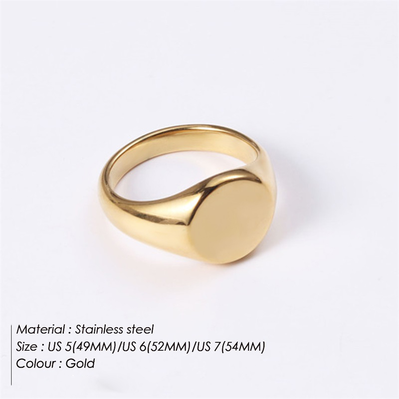 EManco Anillo redondo minimalista de acero inoxidable estilo punk Anillos de mujer chapados en oro para fiestas y festivales