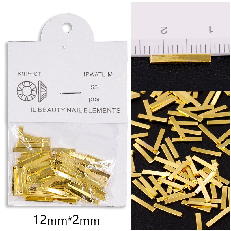 100 st/påse guldtacka silver svart 3d metall nageldekorationer legering berlocker för naglar tillbehör tillbehör verktyg 5 längder: 12mm guld