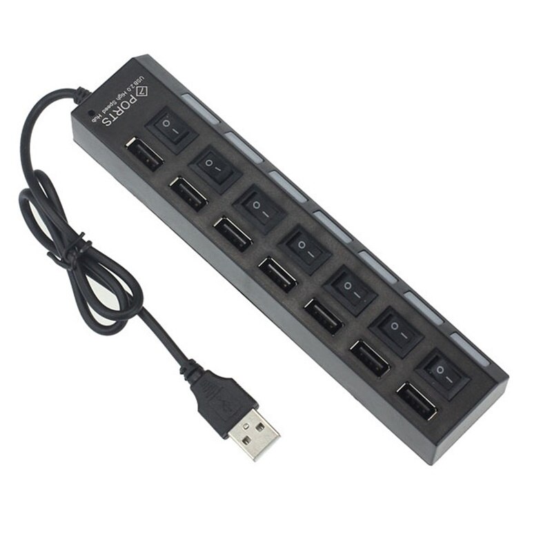 USB Hub 2.0 Multi USB Port High Speed Hab With On/Off Independent Switch USB Splitter 4 / 7 Port Expander Multiple Power Adapt