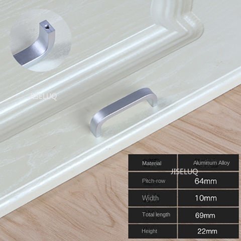 Moderne garderobehåndtak 64mm/96mm/128mm/160mm/192mm solide/hule aluminiumshåndtak kjøkkenmøbelhåndtak skuffhåndtak: Mørkegrå