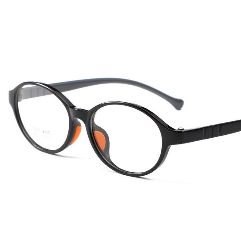 Color caramelo Oval chico gafas de marco para los niños TR90 chico chica anteojos recetados estudiante de primaria gafas para PC: Black -Gray