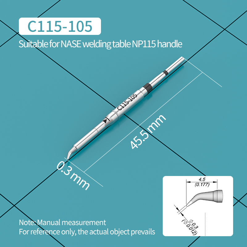 C115 Soldering Iron Tip C115-105/125/117/113/114/112/109/127/101/110/120/107 for JBC Soldering Station Precision Repair SMD PCB: WHITE