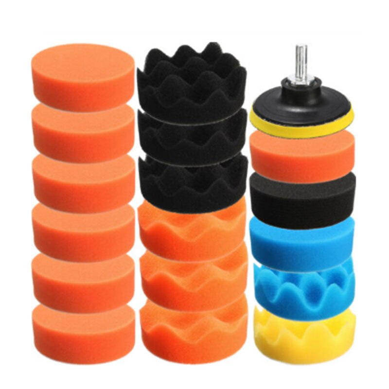 Esponja de pulido de belleza para coche, kit de encerado de 3 pulgadas, 80mm, 19 unidades