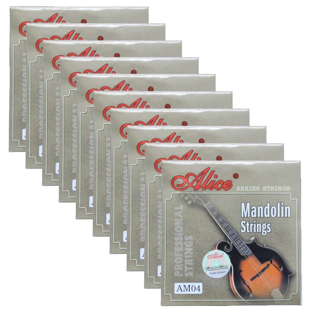 10 Sets Alice AM03/AM04 Mandolin Strings Silver-Plated/Coated Copper Alloy Wound EADG