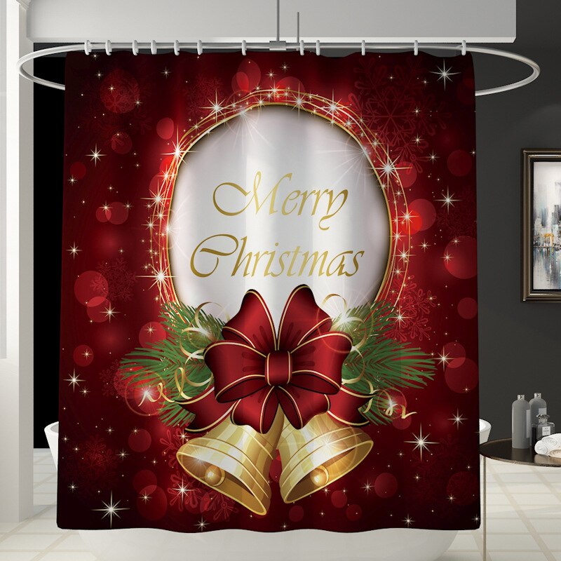 Zeegle Kerst Badmat En Douchegordijn Set Antislip Douche Floor Mat Absorberende Wc Tapijt Voet Mat Wasbare badmat Set: YL142