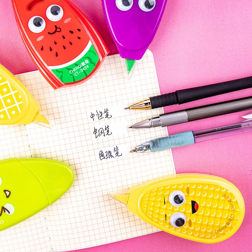Cartoon Correction Tape Corrector Students Kawaii Animal Fruit Stationery Modified Altered Tape School Rewards Office Supplies