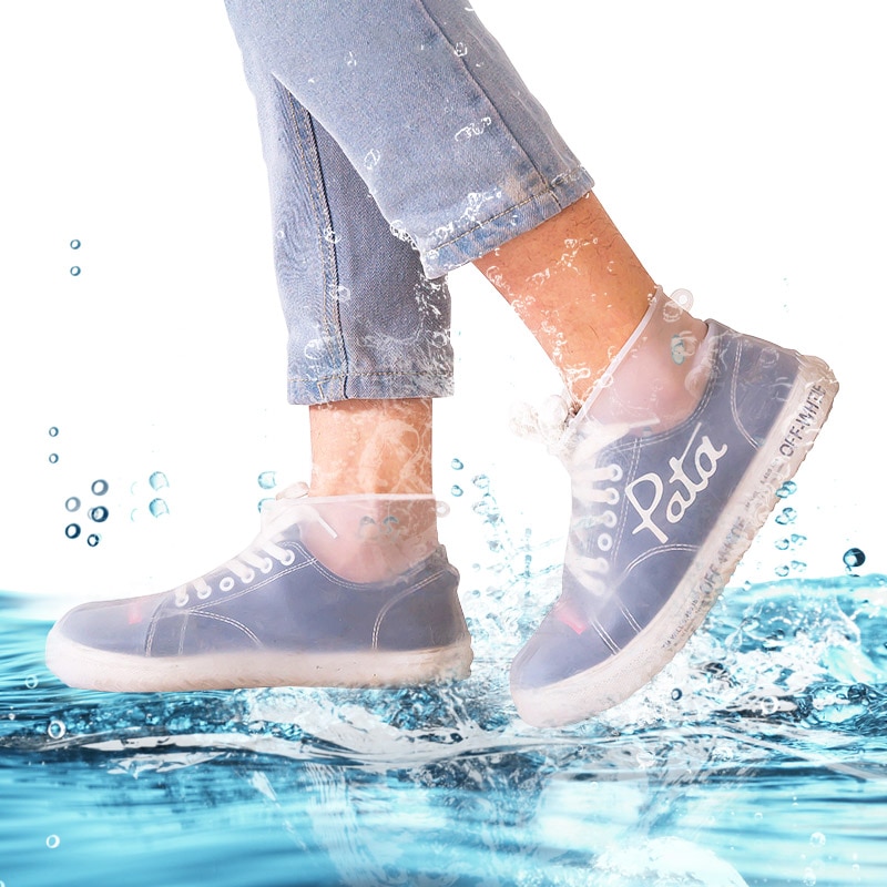 Un par de cubiertas impermeables para zapatos de lluvia, Botas de lluvia de silicona recargables, zapatos de lluvia antideslizantes para hombres y mujeres, suministros de viaje galocha
