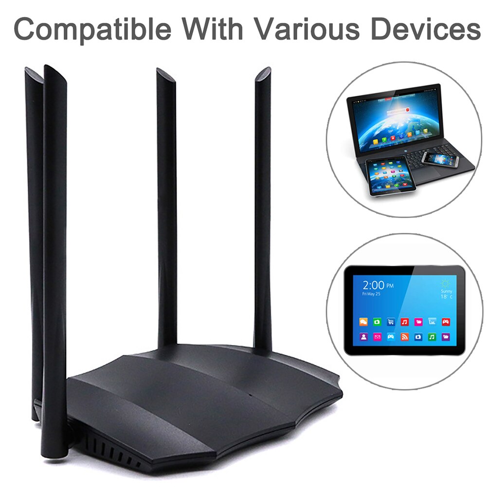 Wifi Router Gigabit Version 2.4GHz 5GHz WiFi 1200Mbps 300Mbps with 4*6dBi High Gain Antennas Multi-Language Firmware