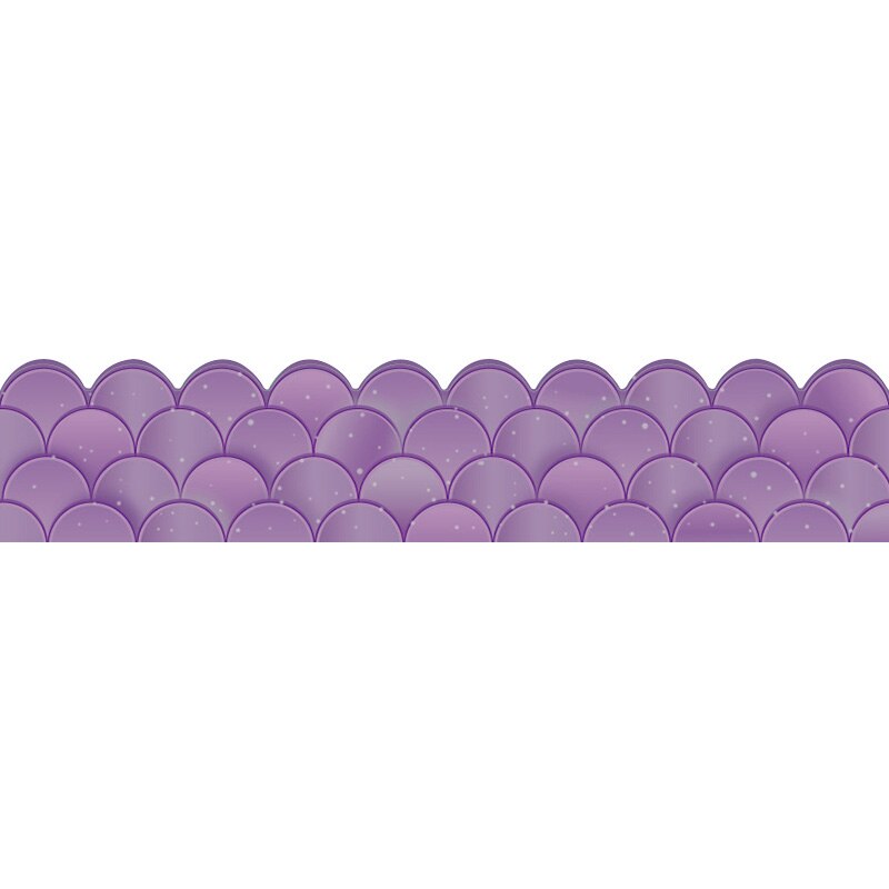 20M Gradient Bulletin Board Border Sticker Wavy Edge Scallops Straight Border Rim Classroom Home School Decor Party Supplies: purple