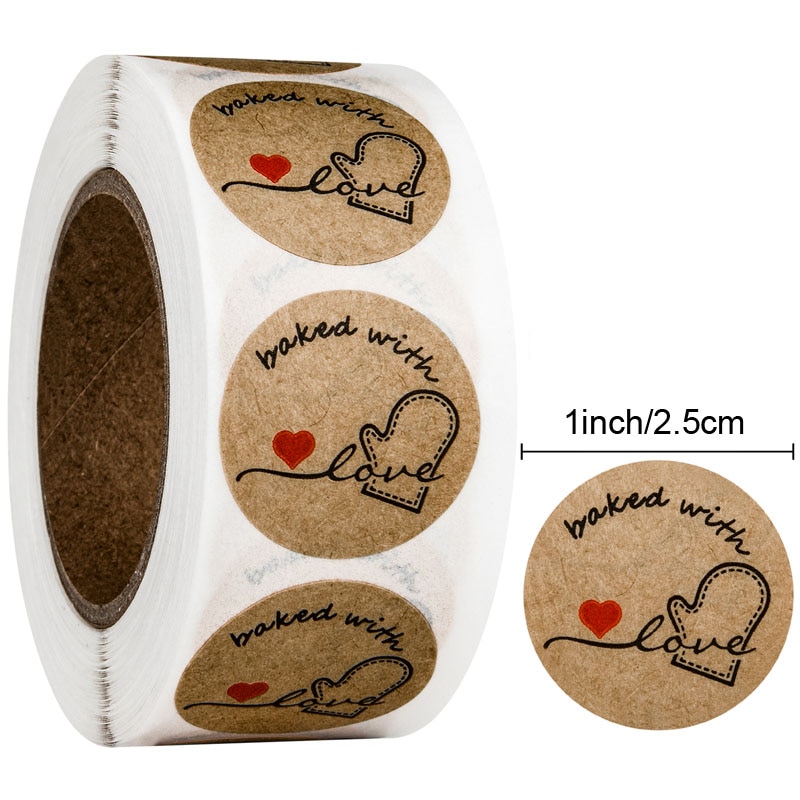 Hand Made Gebakken Met Liefde Sticker Handgemaakte Home Made Bakkerij Sticker Labels Voor Gebakken Voedsel Brood Cake Pakket Decor
