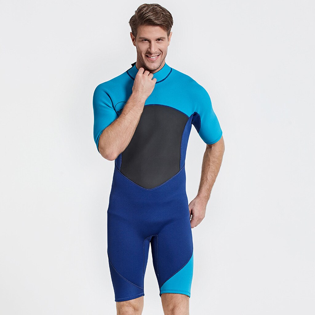 Traje de neopreno de manga corta de 2mm para hombre, para Surf, natación, buceo: Blue L