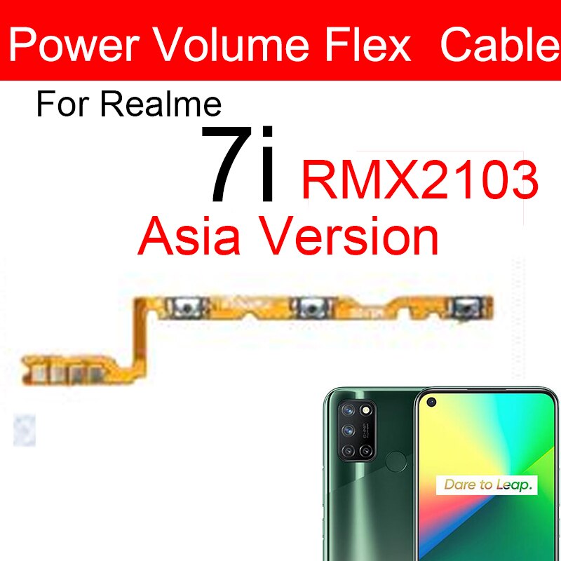 Przyciski regulacji głośności przewód kabel dla Oppo Realme 7 7i 7zawodowiec 8 8S 5G boczne klawisze głośności przewód elastyczny płaski mini spust części zamienne: 7i-PowerVolume