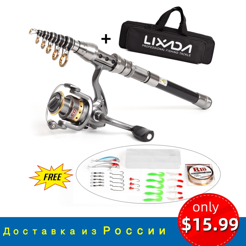 Lixada Telescopische Hengel Reel Combo Volledige Kit Hengel Gear + Spinning Reel + Lijn Lokt Haken Met Zak voor Vara De Pesca
