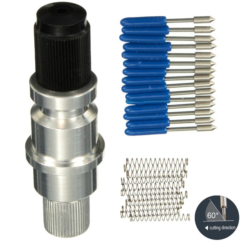 KZTech 15pcs Vinyl Cutter Engraving Machine Blades for Graphtec CB09 + 1pc High Hardness CB09U Silhouette Cameo Blade Holder: 15pcs 60 degree