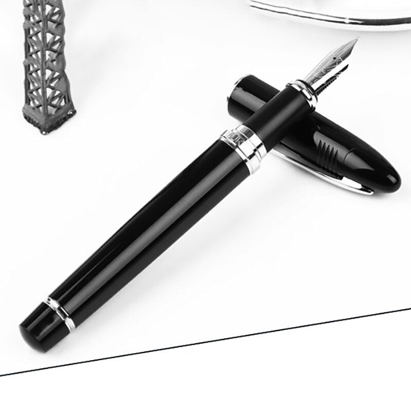 Duke Classic Fountain Pen 911 Dark Blue Big Shark Shape Full Metal Iridium Medium Nib Writing Pen Business Office Home Supplies: Black