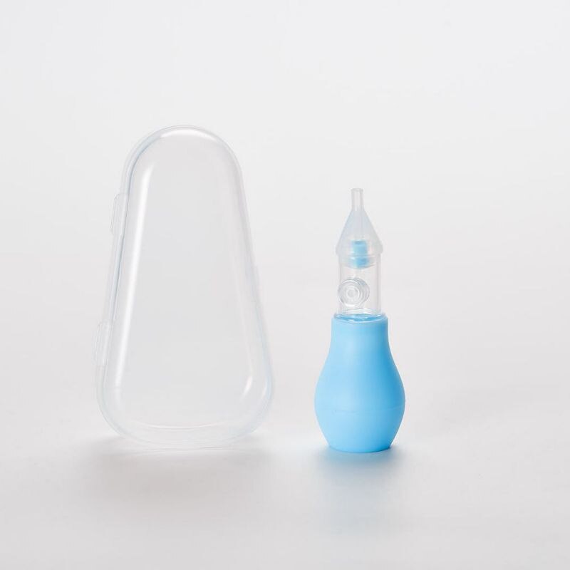 Nasal aspirator baby suge næse klip silikone pumpe anti-backflow suge enhed sikker giftfri 2 stk opbevaringsboks: Blå