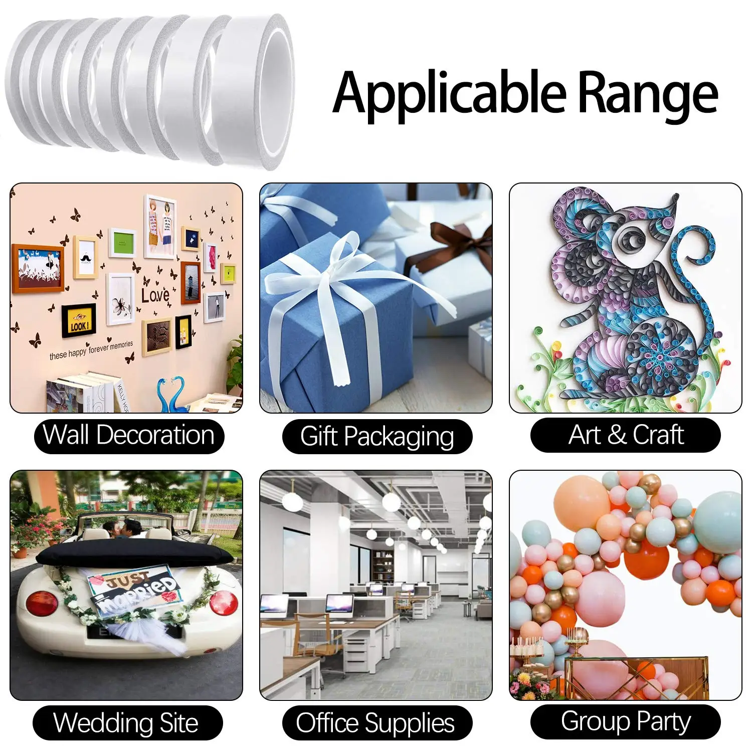 Nastro adesivo biadesivo da 2 pezzi per fotografia artigianale, scrapbooking, creazione di carte, confezioni regalo, timbro, arti fai da te, forniture per la casa