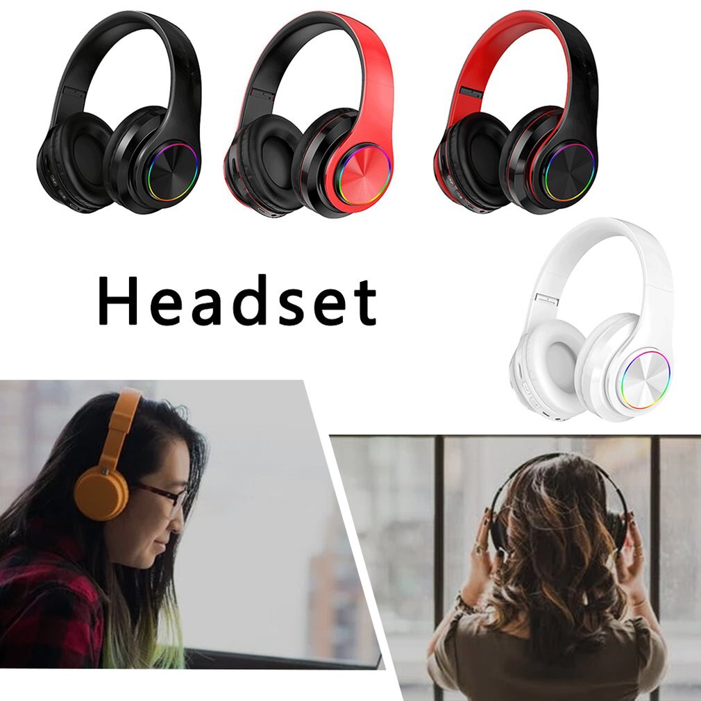 Computer Gaming Headset with Microphone RGB Light Wireless Bluetooth Earphone for PC Computer Wireless Headphones