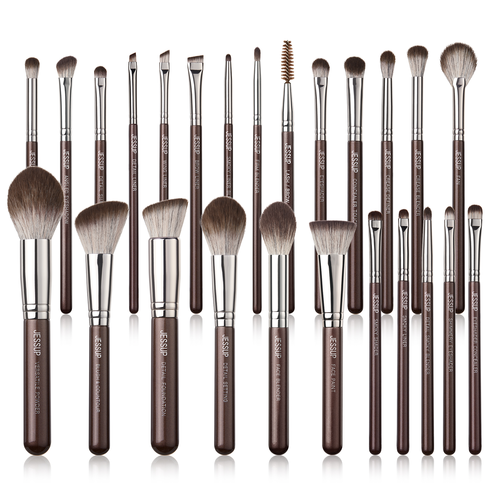 Jessup Make-up Kwasten Set 15/25 stuks Premium Synthetische Bruine Make-up Kwasten Foundation Oogschaduw Concealer Blush Eyeliner, T511: Bruin