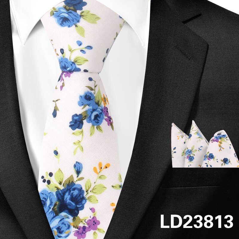 Cravate Paisley classique en coton pour hommes, ensemble Hanky pour hommes, cravates formelles à imprimé Floral pour fête de mariage, cravates de cou de marié: LD23813