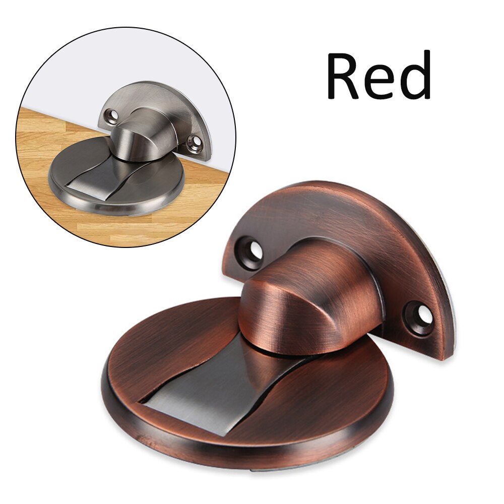 Porta magnética moderna rolha de aço inoxidável ímã escondido porta pára suportes pegar móveis ferragem piso sem prego doorstop: Red-1pc