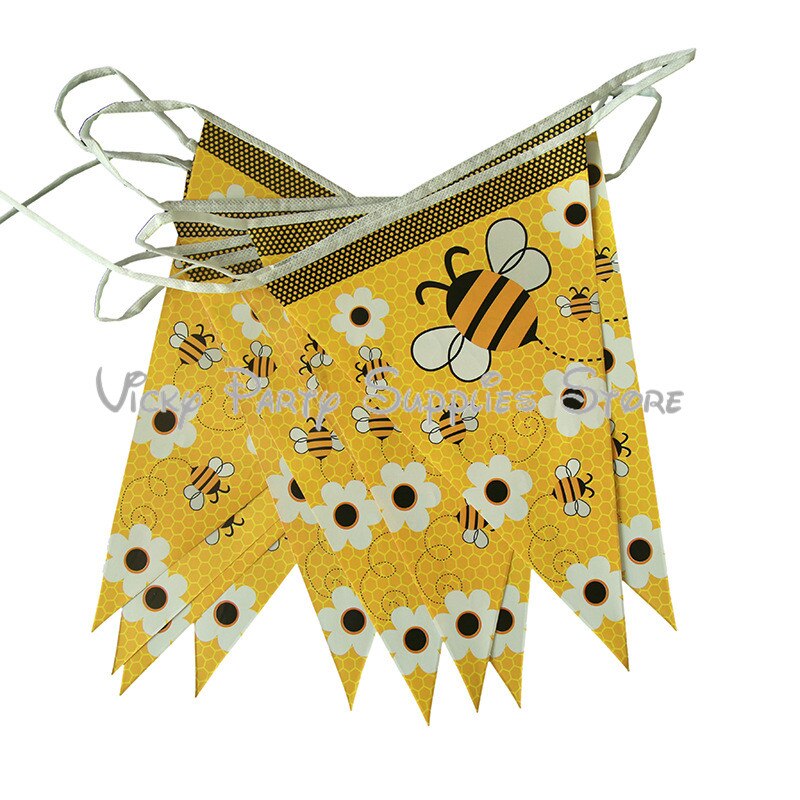 10 st/lot tecknad bee party flagga vimpel banner insekt tema barn födelsedag baby shower papper flagga fest dekoration tillbehör: Default Title