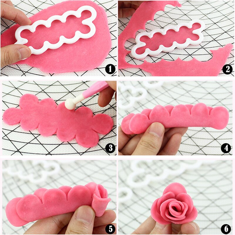 Moule de décoration pour gâteau 3D, pétale de Rose, pour Fondant, glaçage, outils de coupe de biscuits, 3 pièces/ensemble