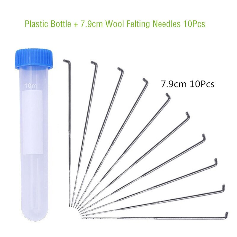 10/18 Uds lana agujas de fieltrar kit para manualidades DIY Artesanato sentía haciendo herramientas Pock pines agujas con mango de madera y botella de plástico: 7.9cm 10Pcs A