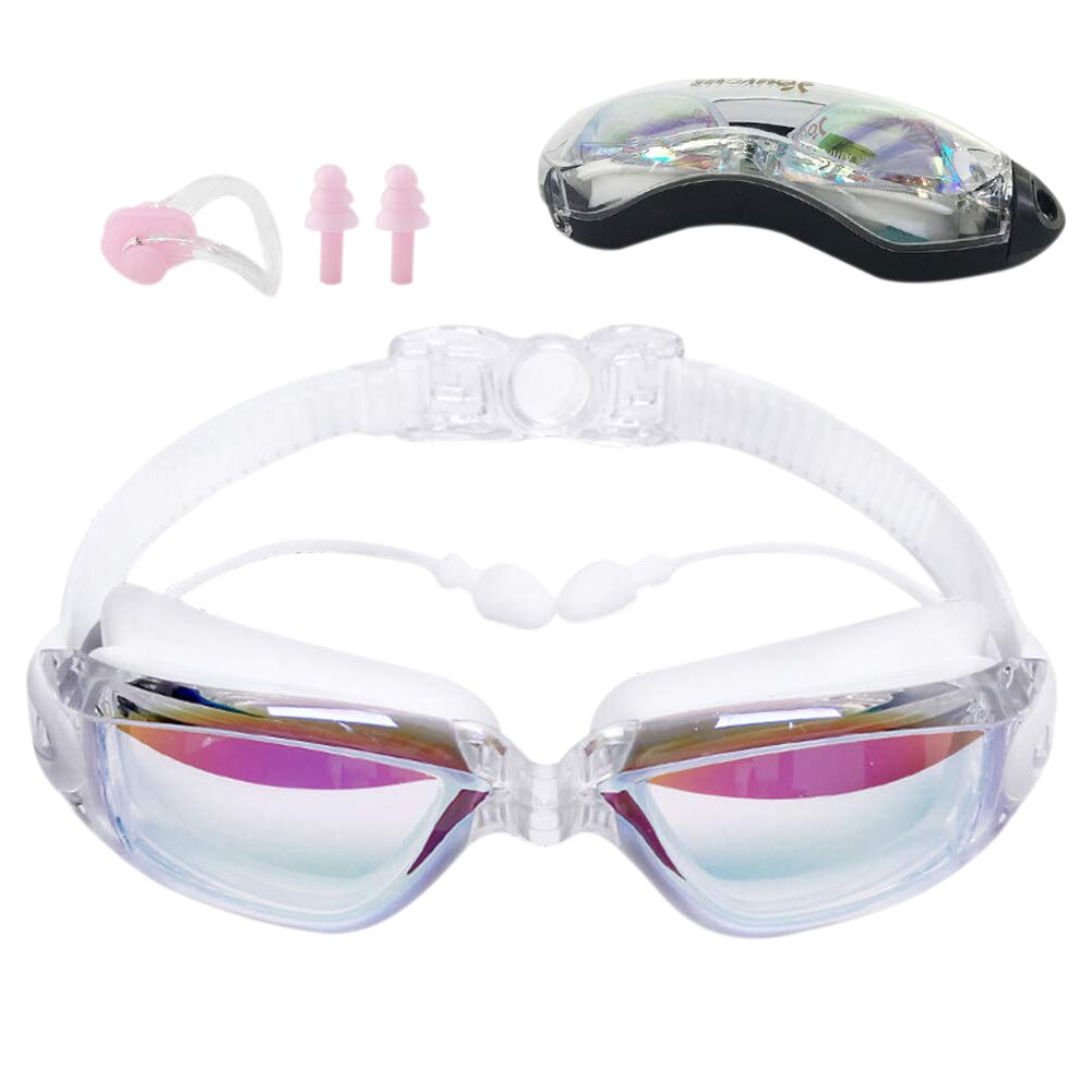 Zwembril Zwemmen Oordopjes Professionele Waterdichte Bril Hd Anti-Fog Uv Siliconen Bril Galvaniseren Clear Bril: Default Title