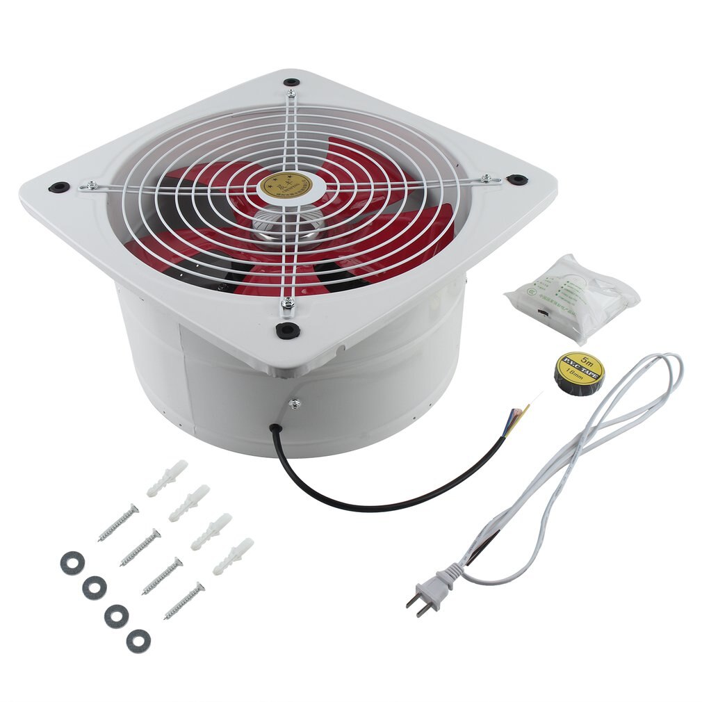 Industrial Ventilation Extractor Metal Axial Exhaust Commercial Air Blower Fan Low Noise Stable Running: 14 inch white
