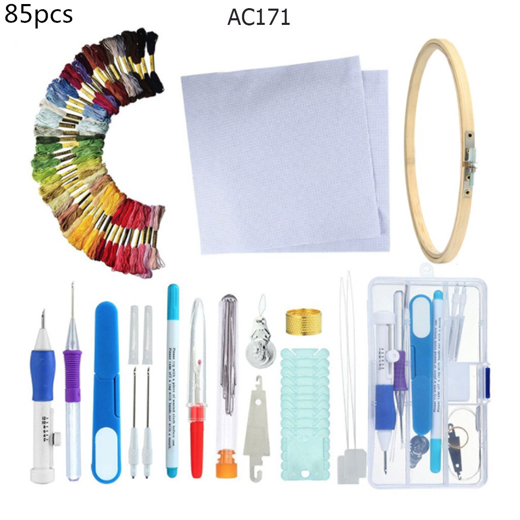 DIY Magic Embroidery Stitching Punch Needle Tool Stitching Punch Pen With Case Sets DIY Craft Sewing Tool aguja magica para bord: B 85pcs