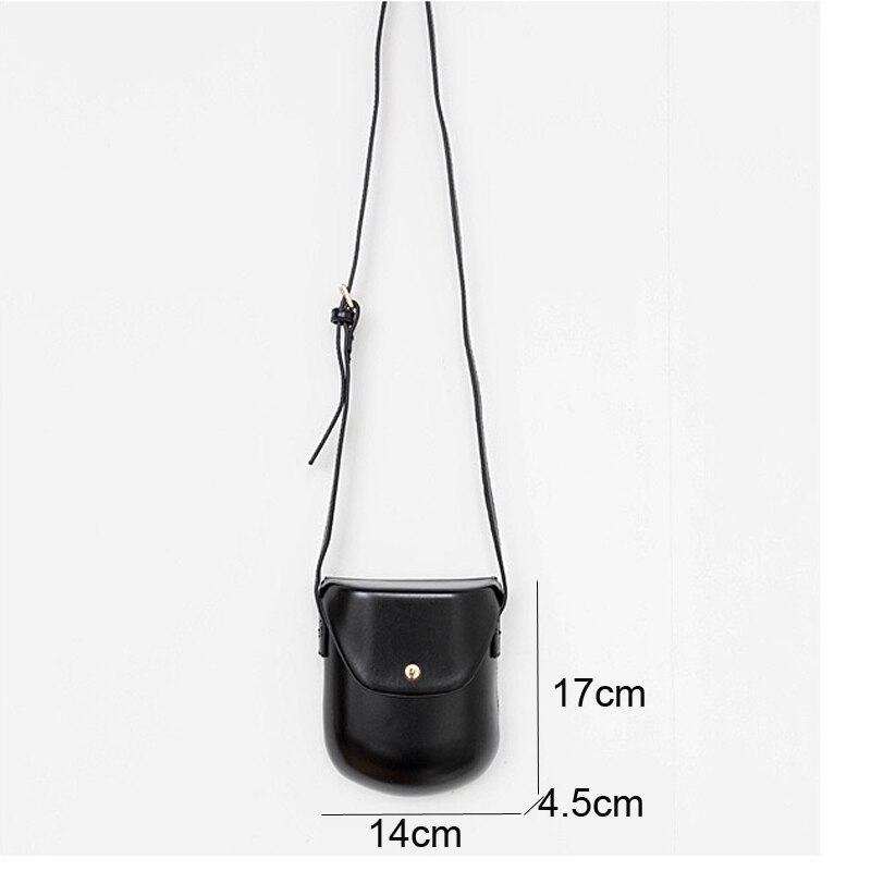 Ensfarvet dame skuldertaske hårdt pu læder vintage kvinder mini crossbody telefontaske ungdom shell pung hel