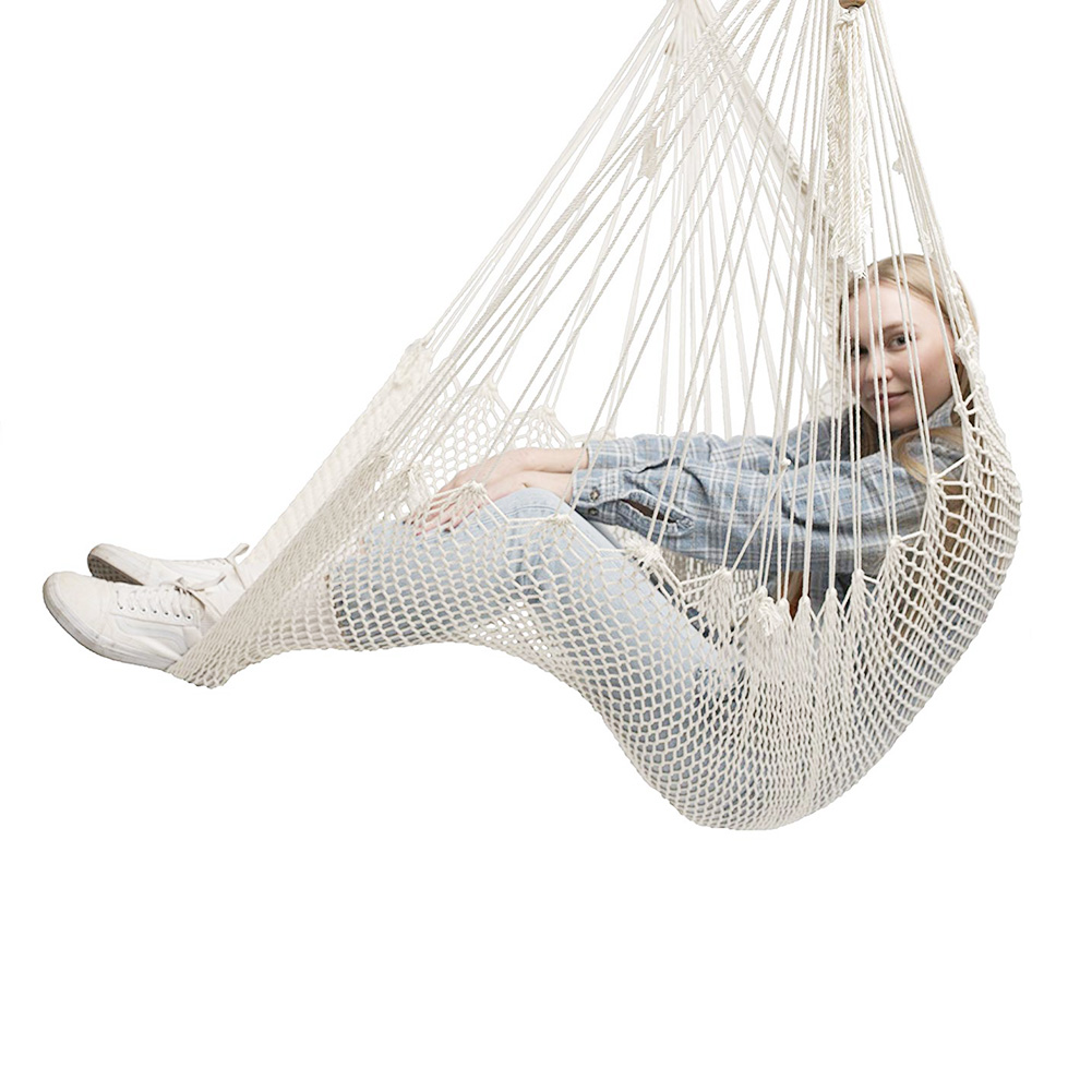 Large Cotton Rope Hammock Chair Comfortable Hanging Chair Indoor Outdoor Use
