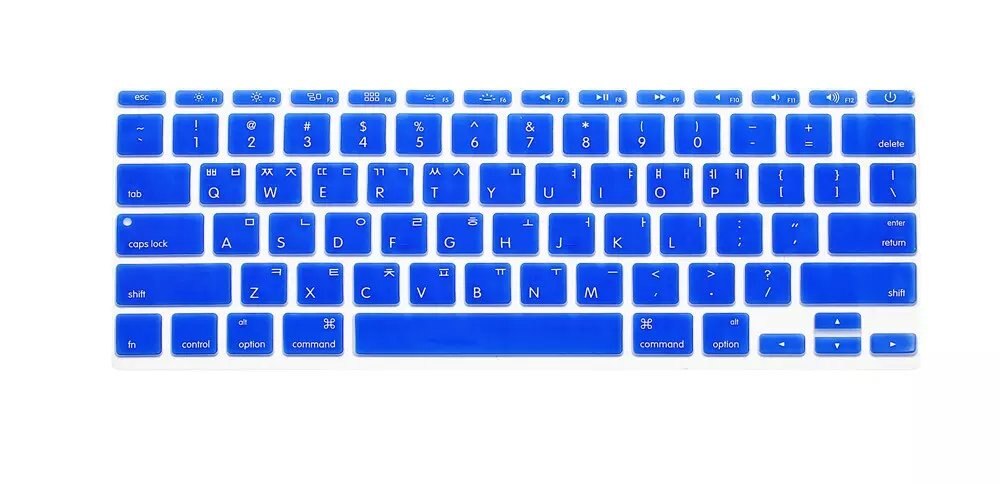 Silicone Skin Korean Keyboard Cover Protector Korea Language Keyboard Cover For Macbook Air 11" 11.6 Inch For Mac A1370 A1465: Blue