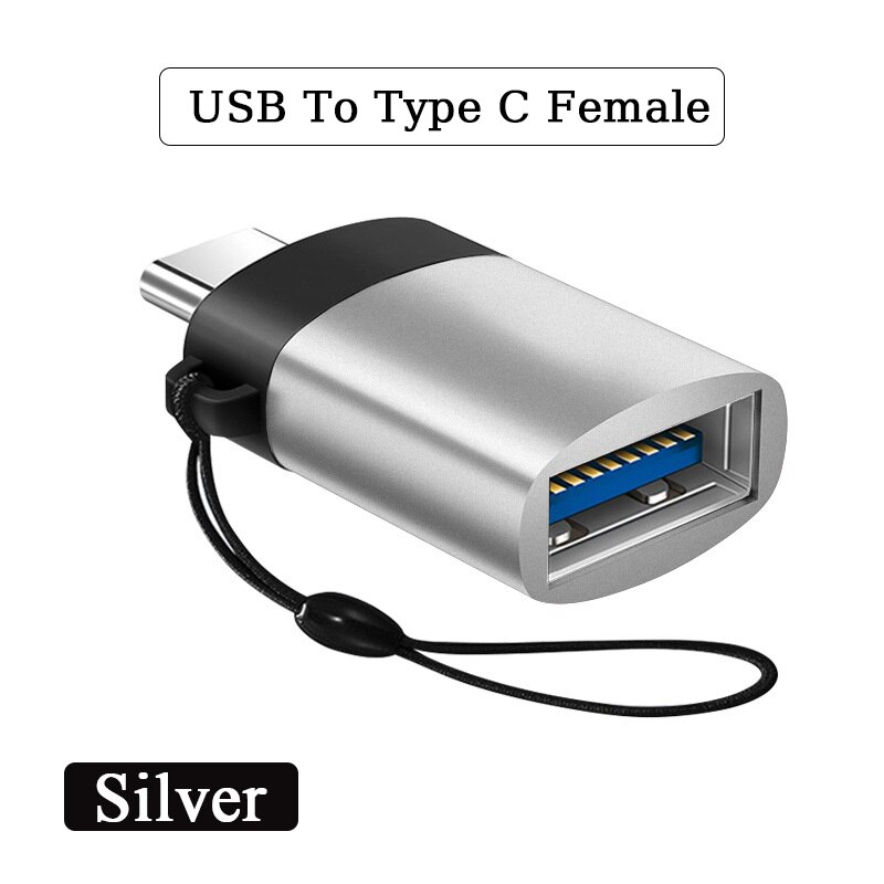 Adaptador USB a tipo C, Micro USB macho a tipo c, USB 3,0 hembra para iPhone, MacBook, cargador de teléfono, conector USBC OTG: Silver 5