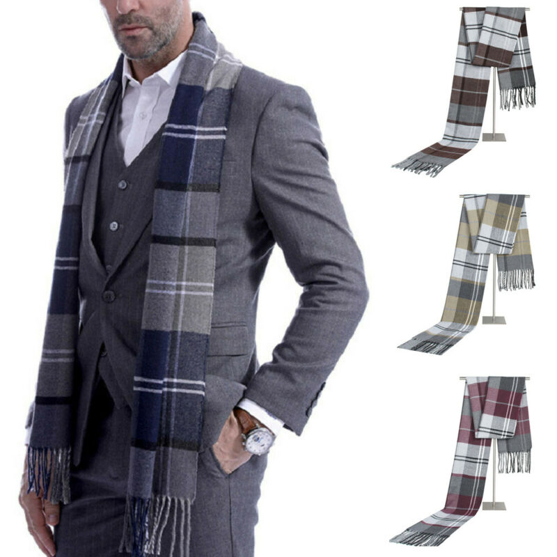 Herrer scotland blødt tørklæde uld check plaid vinter varmt sjal hals wrap lange tørklæde mænd tørklæder plaid varme wraps