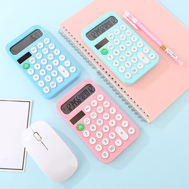 Office Large Screen Solar Calculator 12 Digits Solar Mini Calculator Handheld Office Supplies LHB99