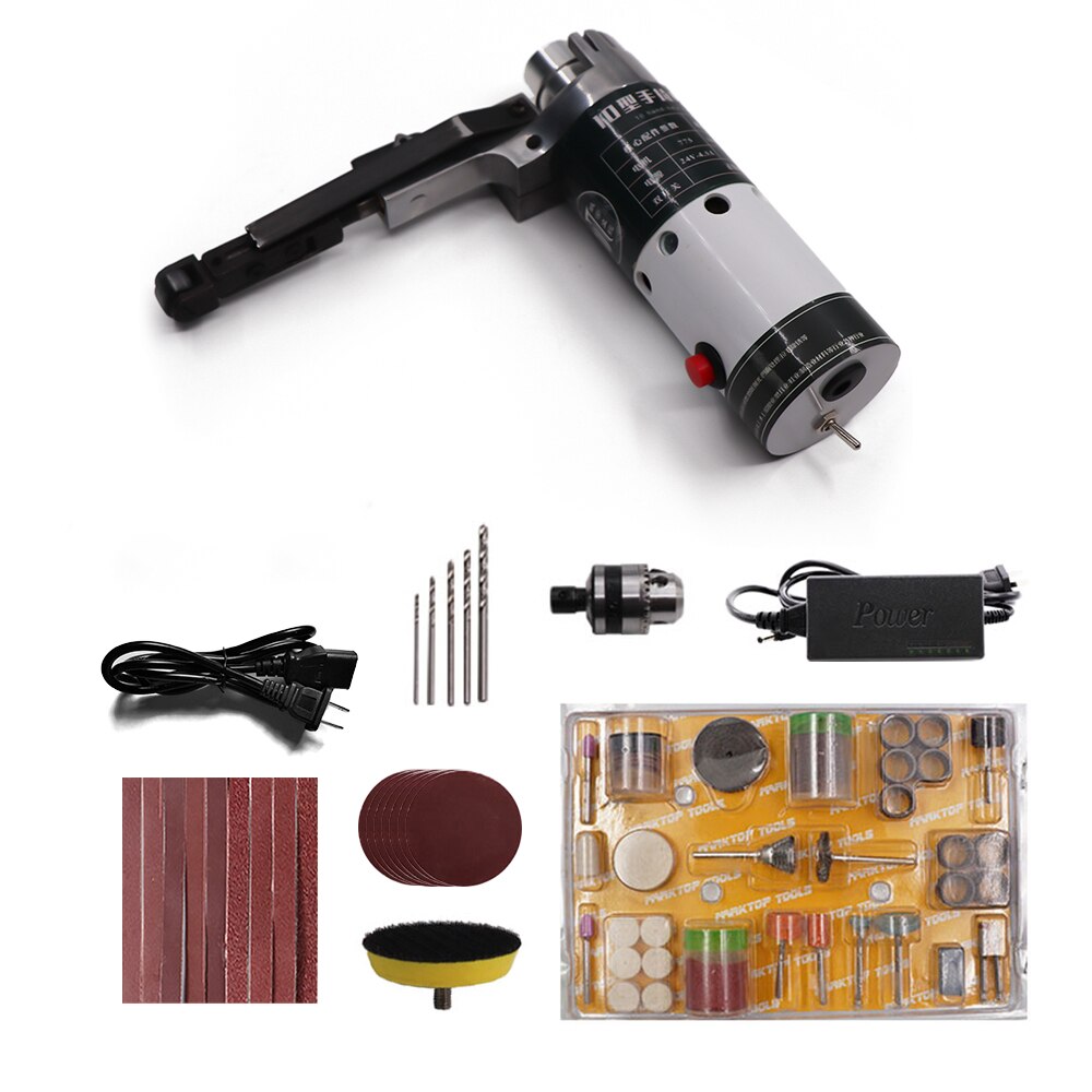 Electric r Mini Belt Sander Electric Grinder Hand-held Electric Belt Sander with Sanding Belts Tool Case Grinding Heads